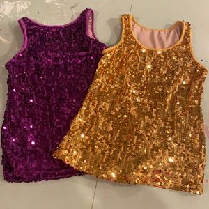 Purple and gold sequin top bundle